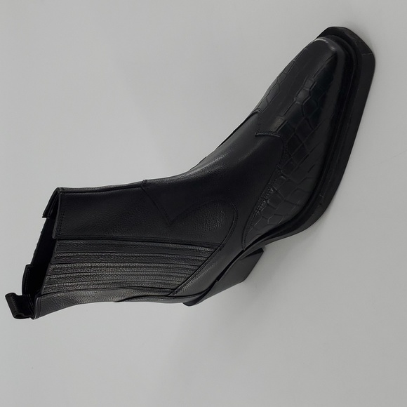 Topshop Other - Topshop Men's Black Leather Cowboy Western Boots Size 7 Wide Width